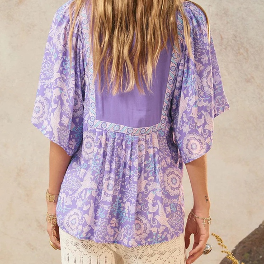 NWTS SPELL SANNAH SHORT SLEEVE BLOUSE (L) - Picture 7 of 12